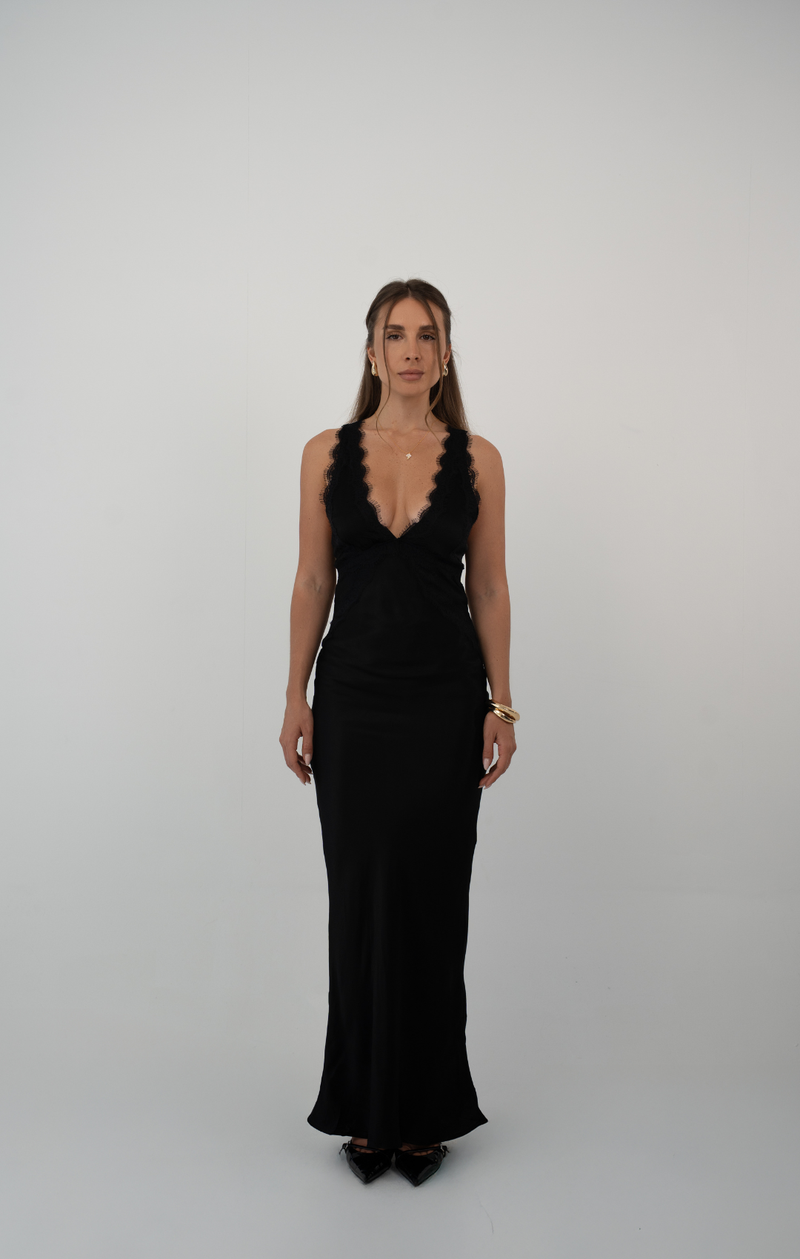 MIDNIGHT LACE SLIP DRESS