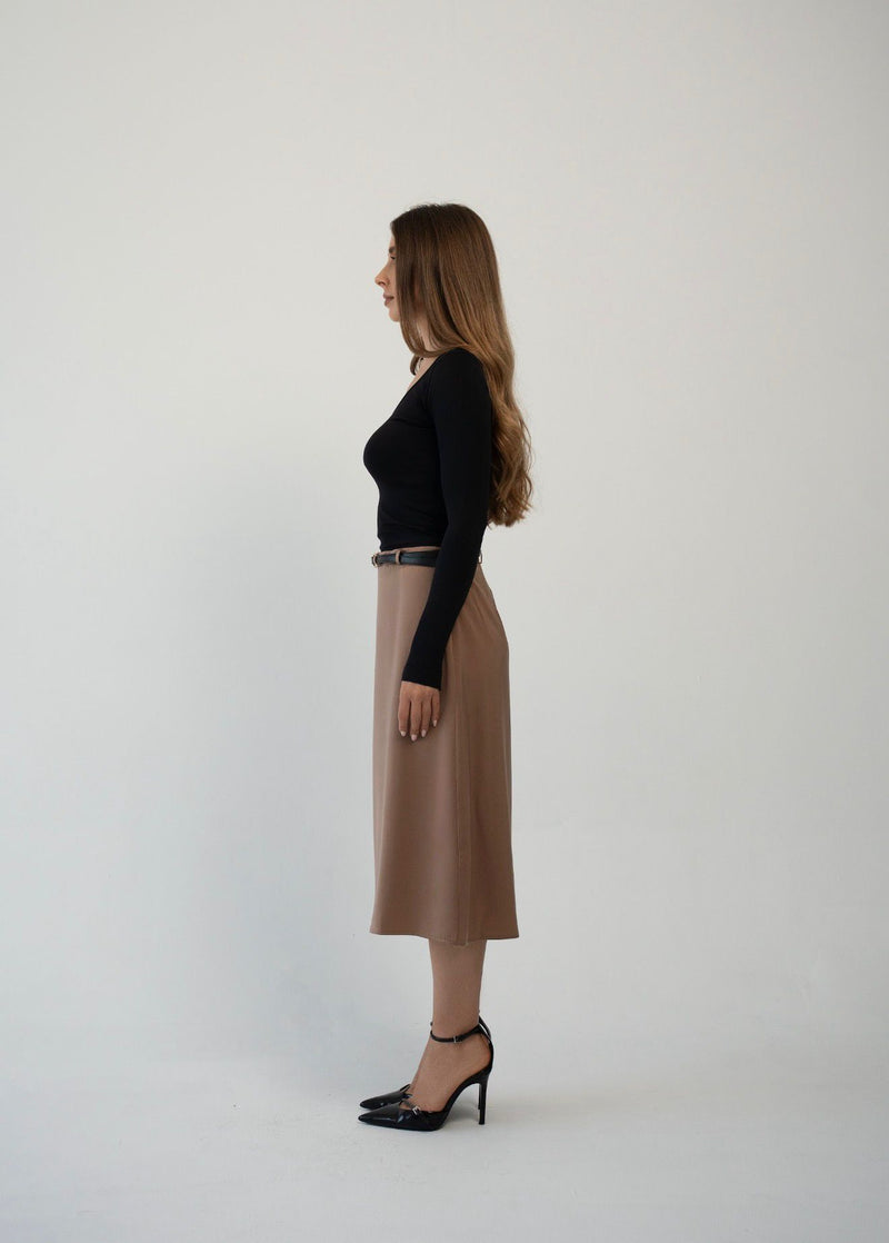 VIENNA BELTED MIDI SKIRT