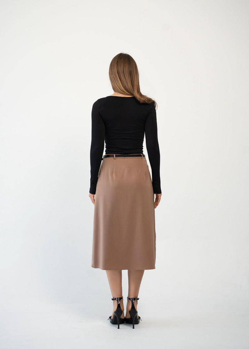 VIENNA BELTED MIDI SKIRT