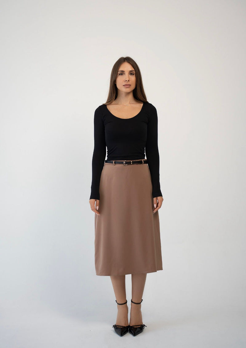 VIENNA BELTED MIDI SKIRT